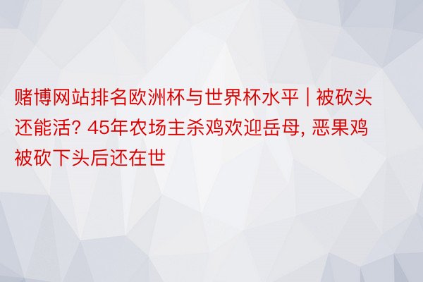 赌博网站排名欧洲杯与世界杯水平 | 被砍头还能活? 45年农场主杀鸡欢迎岳母, 恶果鸡被砍下头后还在世