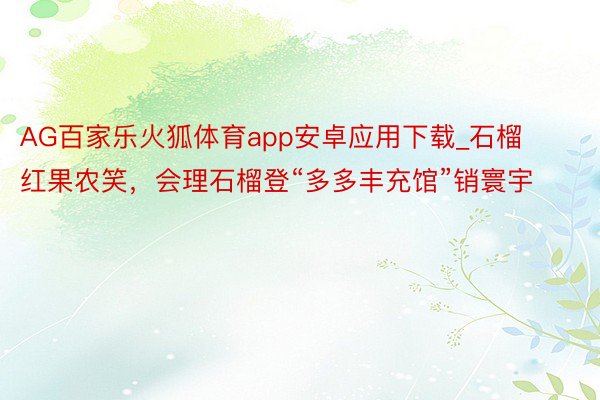 AG百家乐火狐体育app安卓应用下载_石榴红果农笑，会理石榴登“多多丰充馆”销寰