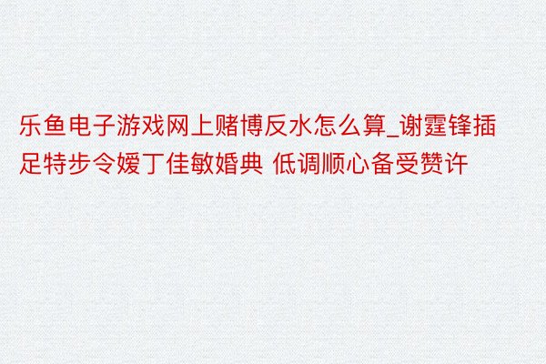 乐鱼电子游戏网上赌博反水怎么算_谢霆锋插足特步令嫒丁佳敏婚典 低调顺心备受赞许